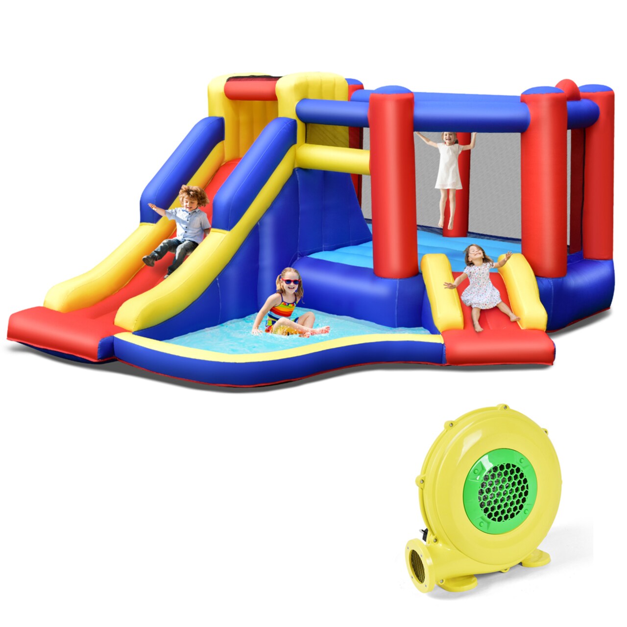 Inflatable Water Slide Bounce House Bouncing Castle W/ 480W Blower